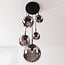 pendant light Marui with five smoked glass globes and black detailing