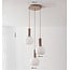 3-light beige pendant light Imme with opal white glass globes