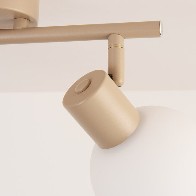 Rotatable ceiling light Phiene with two opal white glass shades - beige