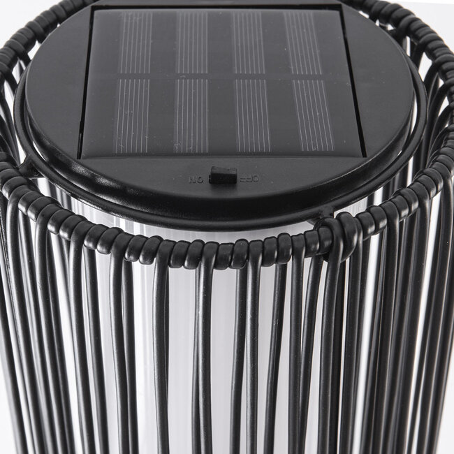 Solar outdoor floor lamp Chara with woven design - black with integrated LED