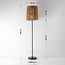 Solar floor lamp Elyra with rattan-look shade - black with natural brown
