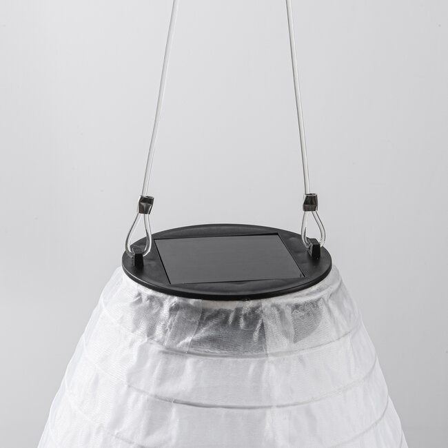 Solar lantern Pyra – solar-powered hanging lamp made of White nylon