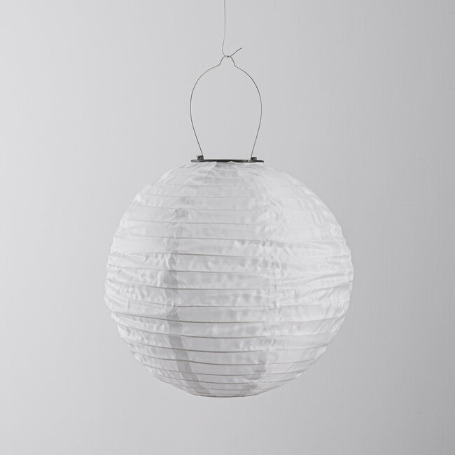 Solar lantern Kalor – solar-powered pendant lamp in white nylon Ø30 cm