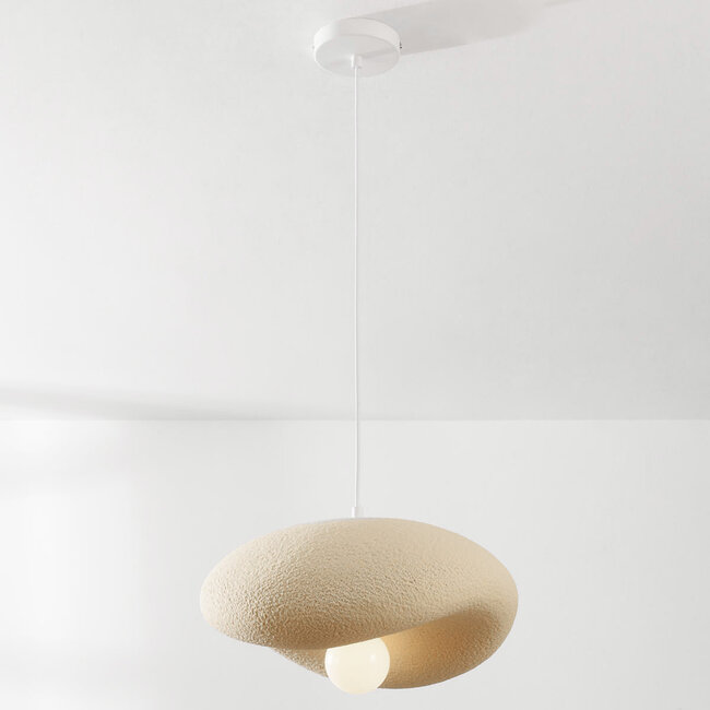 Wabi-Sabi Kawa pendant lamp with sand beige stone effect - 40 x 36 cm