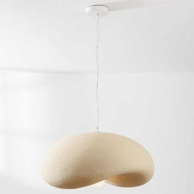 Wabi-Sabi Kawa pendant light with sand beige stone effect - 60 x 55 cm