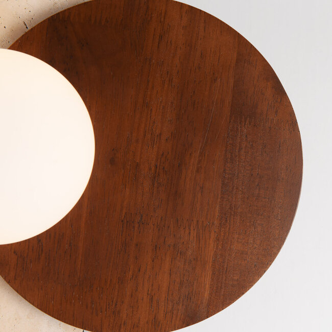 Modern Yacif wall lamp made of travertine (natural stone) and wood