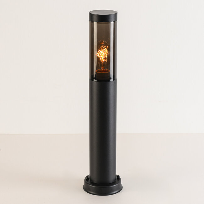 Outdoor floor lamp Livia with glass shade - black