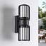 Black 2-light wall light Tazio with glass shade and vertical bars