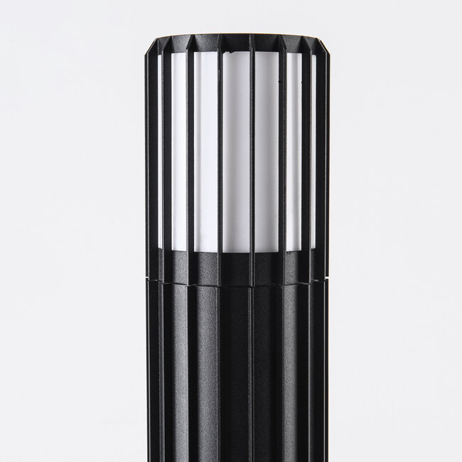 Renzo standing outdoor lamp - Black with glass shade and vertical bars