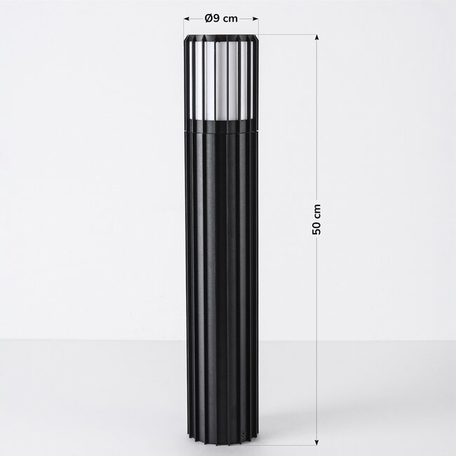 Renzo standing outdoor lamp - Black with glass shade and vertical bars