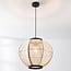 pendant light Chairo - natural linen and black wood