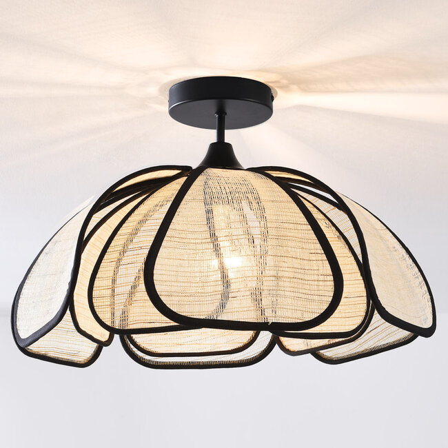 Designer ceiling light Yama - linen with black finish