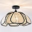 ceiling light Yama in linen - natural and black