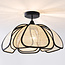 Yama ceiling lamp designer lighting - linen with Black finish