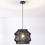 Boho pendant light Noru with braided shade - black