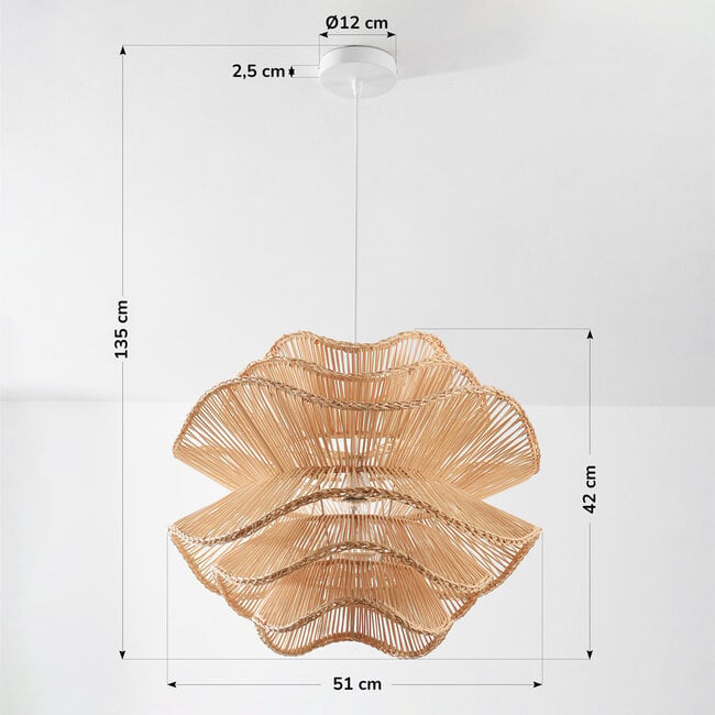 pendant light Leru in rattan - natural