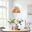 Toku Pendant Light with layers of woven paper in natural tones