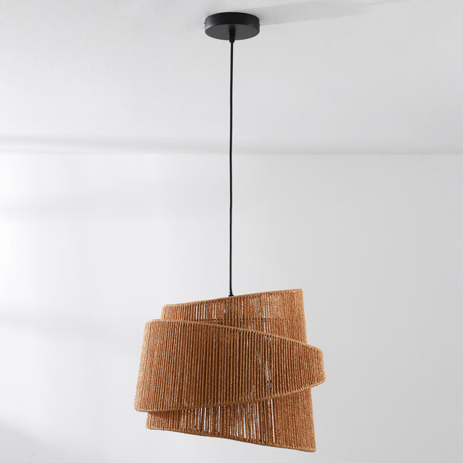 Arumo pendant lamp made of naturally woven paper in a spiral shape