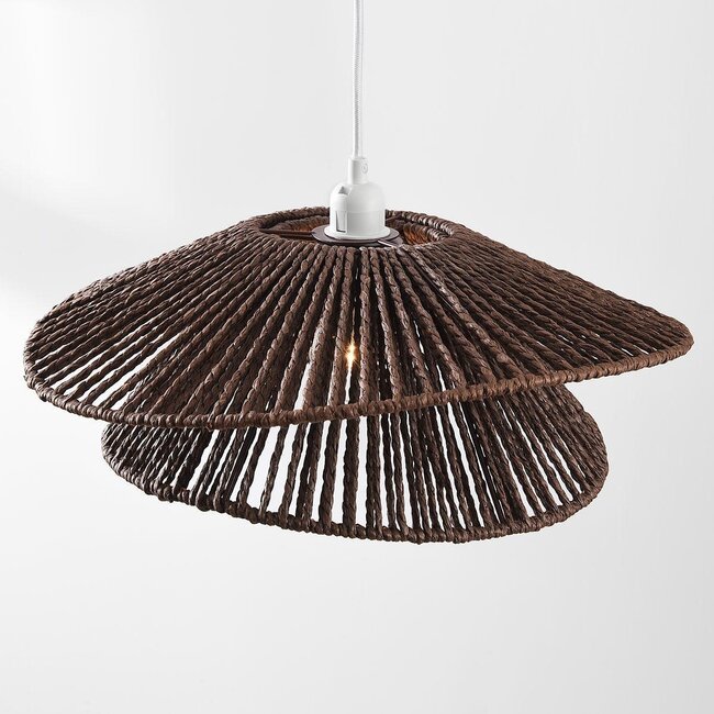 Natural Osaka pendant lamp made of brown rope with White fixture