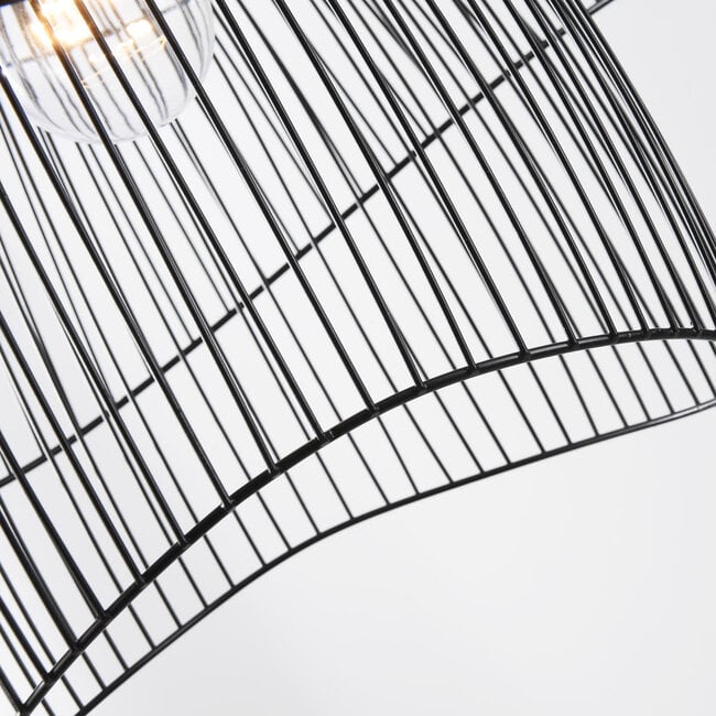 Designer pendant lamp Oria in black with metal layers