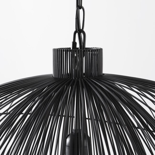 Designer pendant lamp Oria in black with metal layers