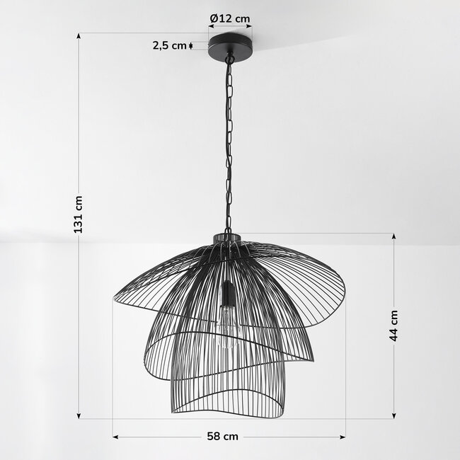 Design pendant light Oria black with metal layers