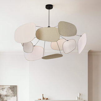 Pendant light Zandor – natural linen shades in white and light grey