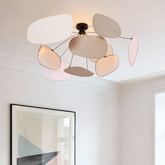 ceiling light Zandor with linen panels - white and light grey