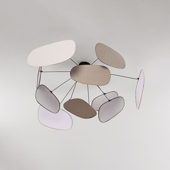 Zandor ceiling lamp with linen shades in light and dark shades