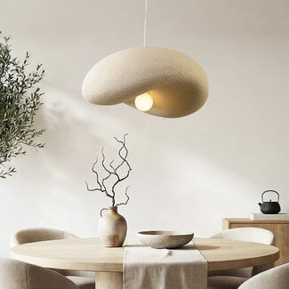 Wabi Sabi pendant light Kawa - sand beige with black-speckled stone effect 60 cm