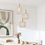3-light pendant light Nudea - beige metal shades