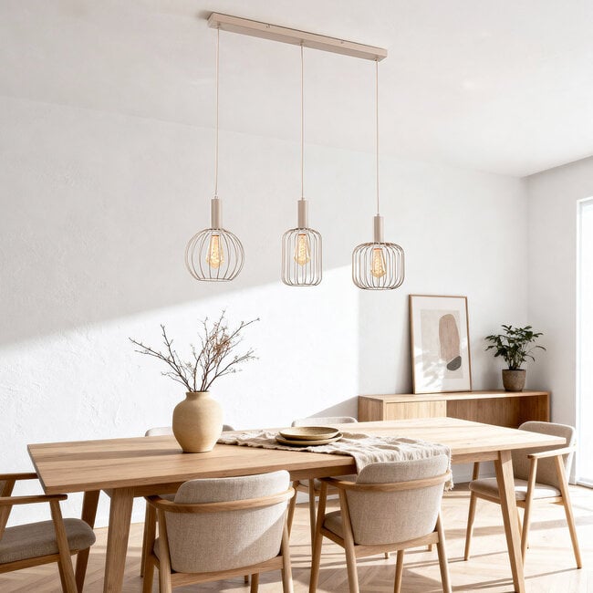 3-light pendant light Nudee - beige metal shades