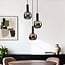 3-light pendant light Imme - smoked grey-blue, green and copper glass