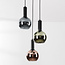 Designer lighting pendant light Imme with grey-blue smoked glass, green and copper glass – 3-light
