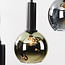 5-light designer pendant lamp Imme with grey-blue Smoked, green and copper glass