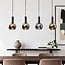 4-light pendant light Imke - smoked grey-blue, green and copper glass