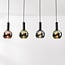 4-light pendant light Imke - smoked grey-blue, green and copper glass