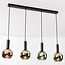 4-light pendant lamp Imke with grey-blue Smoked-, green and copper glass