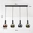 4-light pendant light Imke - smoked grey-blue, green and copper glass