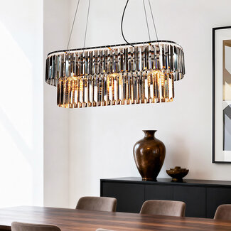 3-light luxury pendant lamp Kristo with smoked crystal glass