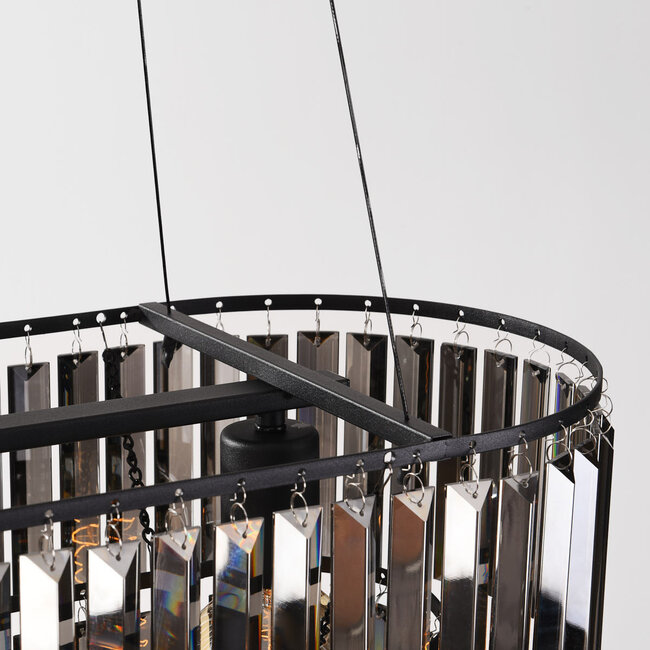 3-light luxury pendant lamp Kristo with smoked crystal glass