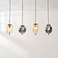 4-light pendant lamp Delia with smoked and light amber glass and gold accents