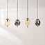 4-light pendant light Delia - smoked and light amber glass with gold accents