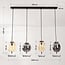 4-light pendant light Delia - smoked and light amber glass with gold accents