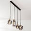 4-light pendant light Astra - smoked glass with rope accents