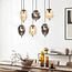 6-light pendant lamp Phora with smoked and light amber glass and golden accents