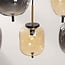 6-light pendant light Phora - smoked and light amber glass with gold accents