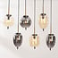 6-light pendant light Phora - smoked and light amber glass with gold accents