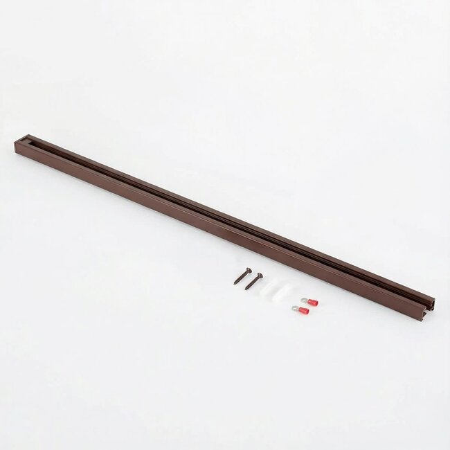 Connectable 1-phase rail, 75 cm, without connection block, with end cap - brown