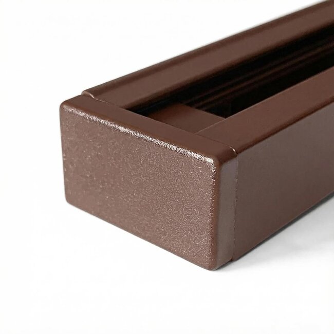Connectable 1-phase rail, 75 cm, without connection block, with end cap - brown